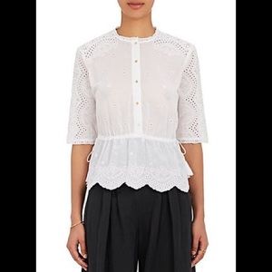 Ulla Johnson Blouse Lace Eyelet White Tassels